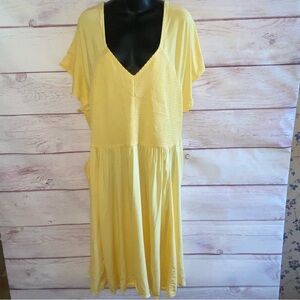 Torrid Womens 6X Yellow Smocked V Neck Babydoll Dress Flutter Sleeve Skater